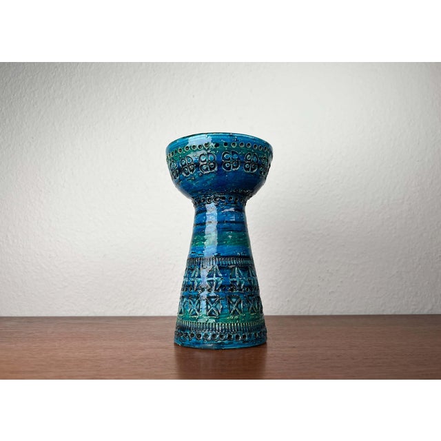 Mid-Century Modern Rimini Blue Pottery Candleholder by Aldo Londi for Bitossi, Italy, 1960s For Sale - Image 14 of 14