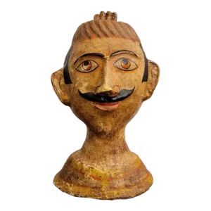 Vintage Indian Noble Papier Mache Maharajah Bust Sculpture