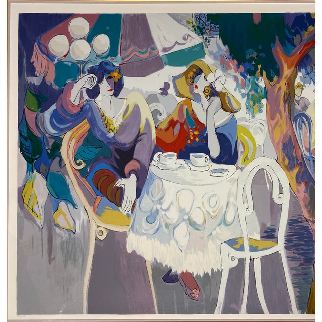 Late 20th Century Isaac Maimon Large Color Serigraph "West Bank Cafe" For Sale - Image 5 of 6