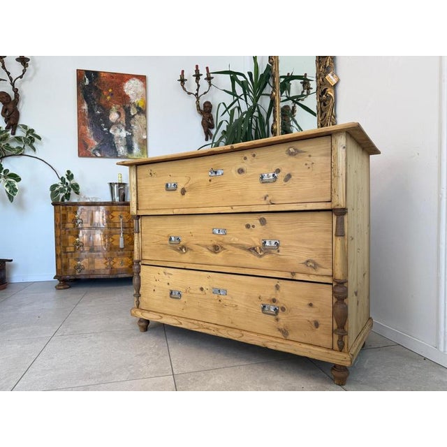 Gründerzeit Chest of Drawers in Spruce Softwood For Sale - Image 3 of 12