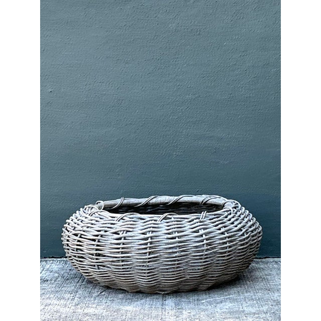 Vintage Woven Rattan Centerpiece Basket For Sale - Image 11 of 12