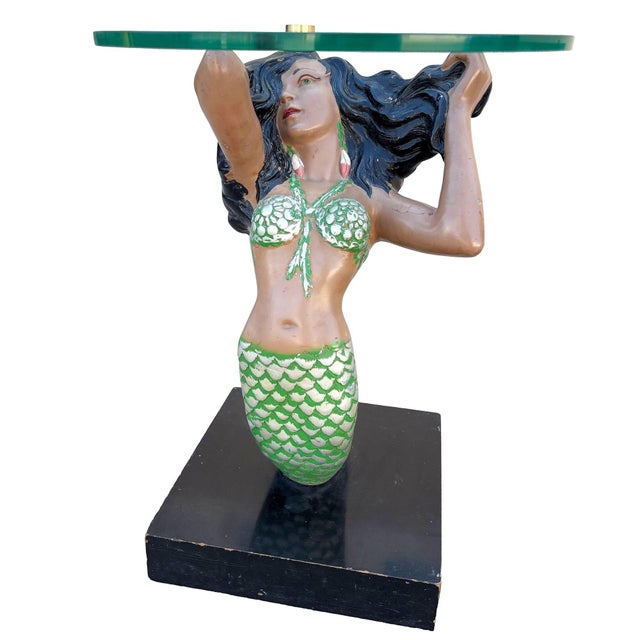 1950s MCM Sculptural Nude Mermaid Biomorphic Cocktail Table W/ Pair of End Tables For Sale - Image 12 of 13