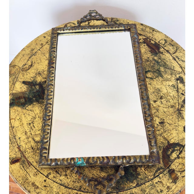 Vintage 1950s Baroque Mirrored Vanity Brass Tray (Denmark) For Sale - Image 11 of 15