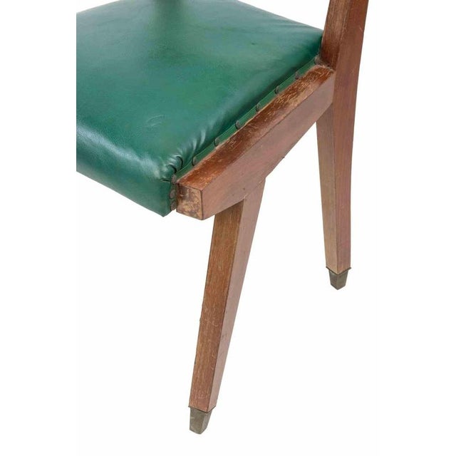 Vintage Italian Armchair and Chairs in Wood and Faux Leather, 1950s, Set of 3 For Sale - Image 3 of 9