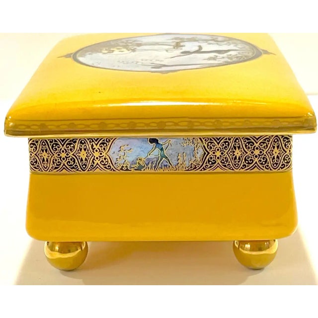 Early 20th Century Art Deco Carltonware Luster Moonlight Frolicking Pixie Table Box, for Dunhill For Sale In West Palm - Image 6 of 13