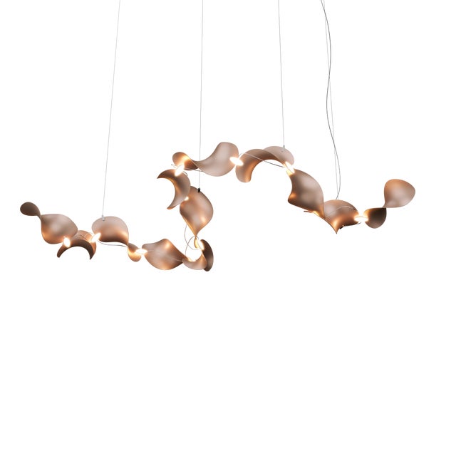 Dune 12 Curve Chandelier with Shades in Copper Metallic Tone by Daniel Becker for Moss Objects For Sale - Image 10 of 10