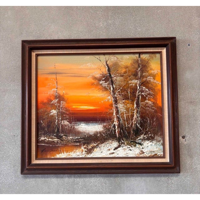Farmhouse Vintage Mid Century Oil on Canvas Artwork For Sale - Image 3 of 6