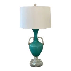 Mid 20th Century Teal Murano Glass Lamp