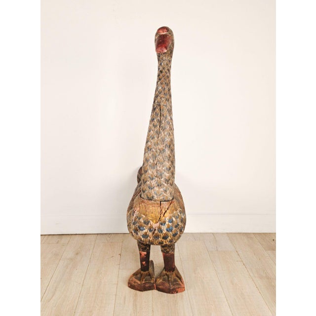 Pair of Thai Carved and Painted Wooden Geese, Circa 1900 For Sale - Image 12 of 13