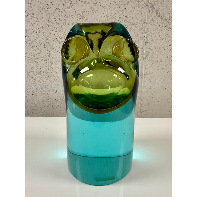 Murano Glass Sommerso Salviati for Sommerso Vintage Murano Glass Owl Sculpture For Sale - Image 4 of 5