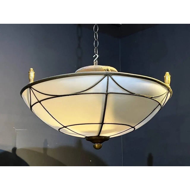 1920s Caldwell 1920’s Leaded Glass Light Fixture For Sale - Image 5 of 5