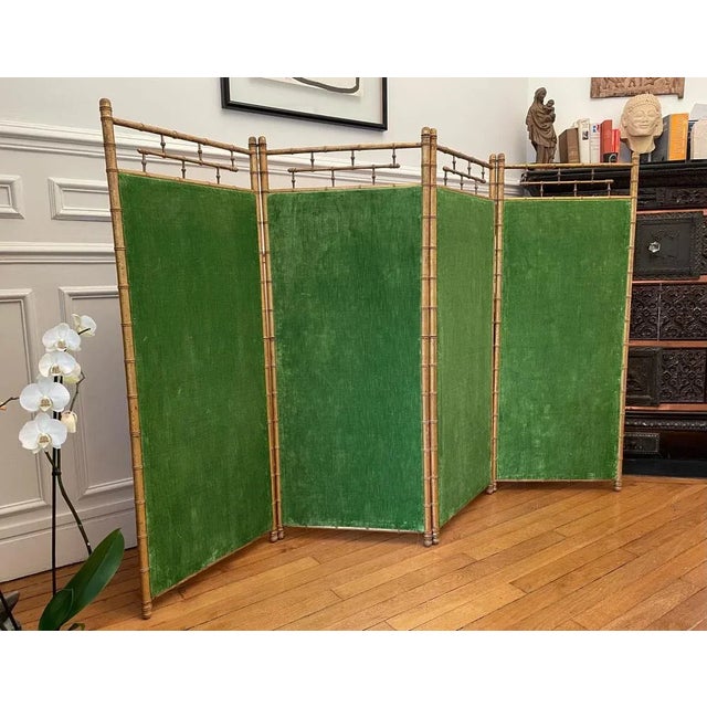 Gilded Faux Bamboo Screen by Madeleine Castaing For Sale - Image 3 of 10