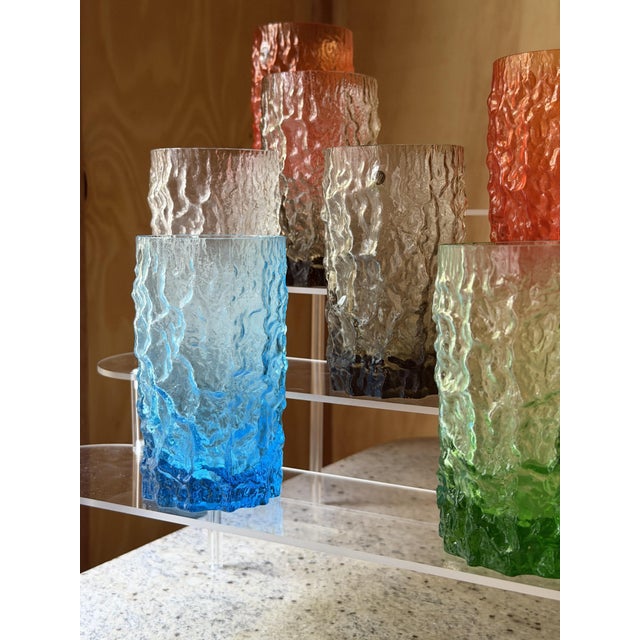 1960s Italian Textured Bark Glasses in the style of Geoffrey Baxter, 1960s, Set of 6 For Sale - Image 5 of 18