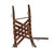 Circa 1960, wood, painted iron and leather, unmarked. 40.5 x 26 x 21 in.