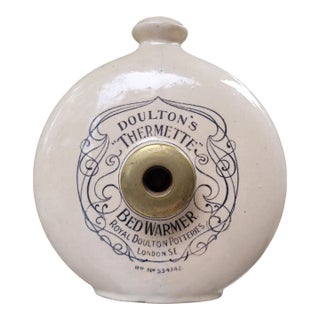 Antique Doulton's Thermette Bed Warmer Royal Doulton Potteries London Collectable With Art Nouveau Script For Sale