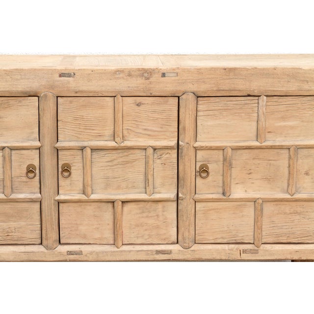 1960s Rustic Bleached Wood 3-Door Grain Cabinet For Sale - Image 5 of 9