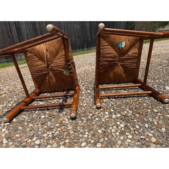 1960s Vintage Tell City Chair Company Ladder-Back Rush Seat Chairs For Sale - Image 5 of 12