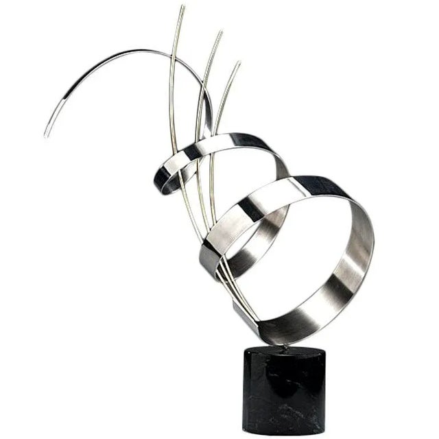 Abstract Chrome Sculpture on Marble base C. Jere signed For Sale - Image 9 of 9