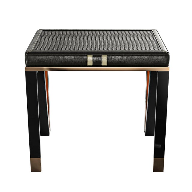 Not Yet Made - Made To Order "Stella" Piano Chair With Stainless Steel, Bronze and Woven Leather For Sale - Image 5 of 8