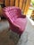 Textile 19th Century French Napoleon III Button-Tufted Fuchsia Brushed Cotton Settee For Sale - Image 7 of 10