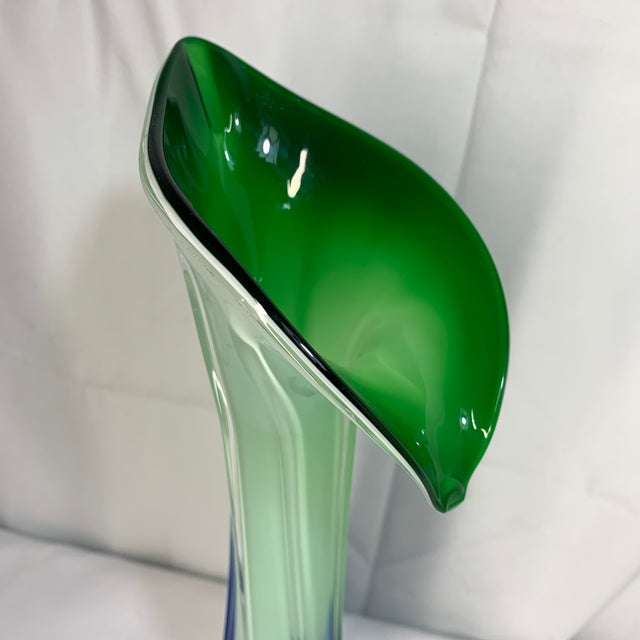 Mid-Century Modern Mid-Century Murano Art Glass Vase Sculpted in the "Jack-in-the-Pulpit" or Calla Lily Style For Sale - Image 3 of 7