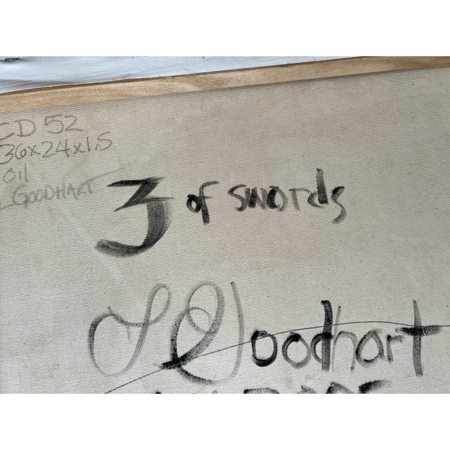 Black Playing Cards-Themed Contemporary Oil Painting "Three of Swords" For Sale - Image 8 of 10