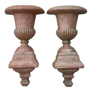 Vintage Fluted Urn Wall Pockets - A Pair For Sale