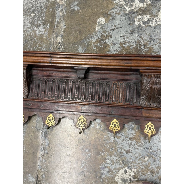 Italian Walnut Carved Hanging Coat Rack, Antique For Sale In San Francisco - Image 6 of 12