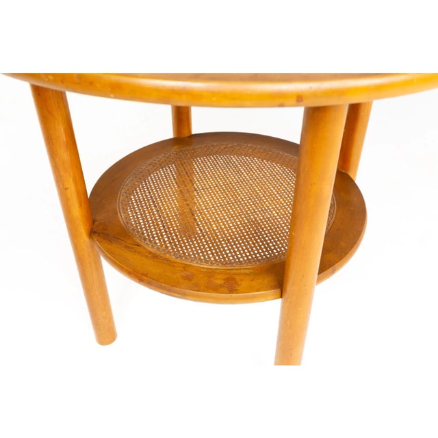 Wood Conant Ball Mid Century Maple and Cane Side Table For Sale - Image 7 of 9