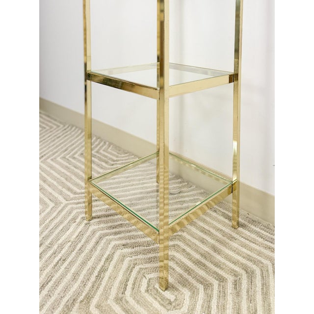 Metal Brass Glass 5-Tier Shelf Vintage Hollywood Regency MCM Chrome 59" Tall For Sale - Image 7 of 9