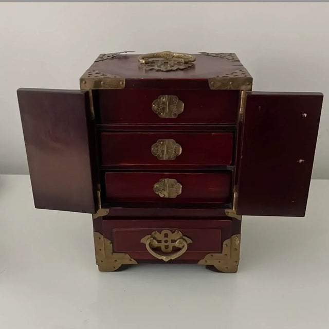 Vintage Chinese Rosewood Jewelry Box For Sale - Image 4 of 13