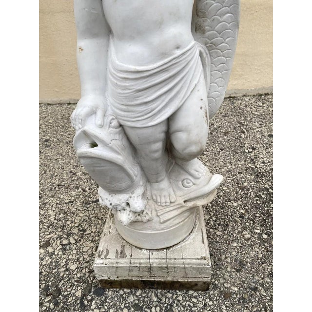 1900 - 1909 Antique Italian Classical Carved Marble Cherub Fountain Statue Element For Sale - Image 5 of 12