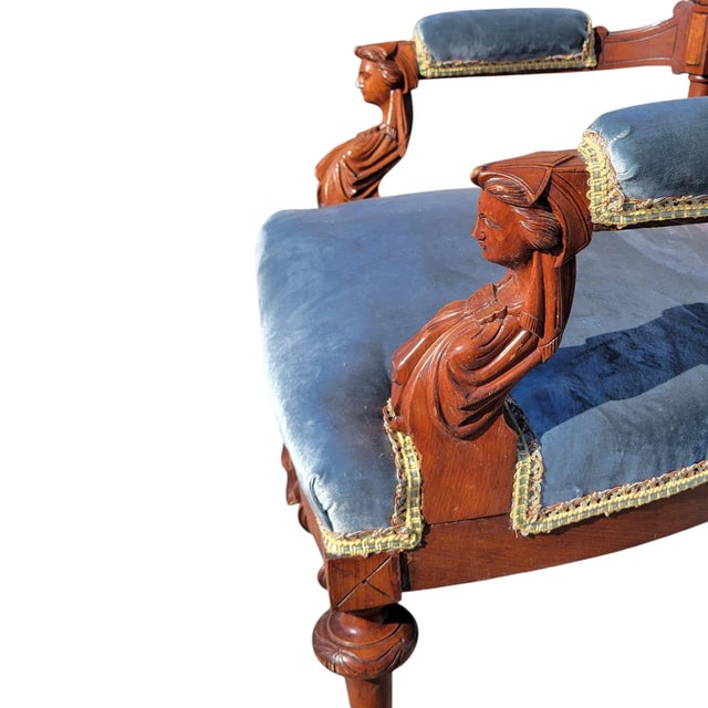 19th Century American Walnut John Jellif Chair Caryatid Figural Arms For Sale - Image 17 of 17
