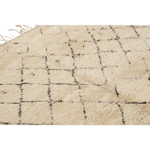 Textile Vintage Moroccan Rug in Beige and Black Diamond Patterns, From Rug & Kilim For Sale - Image 7 of 8