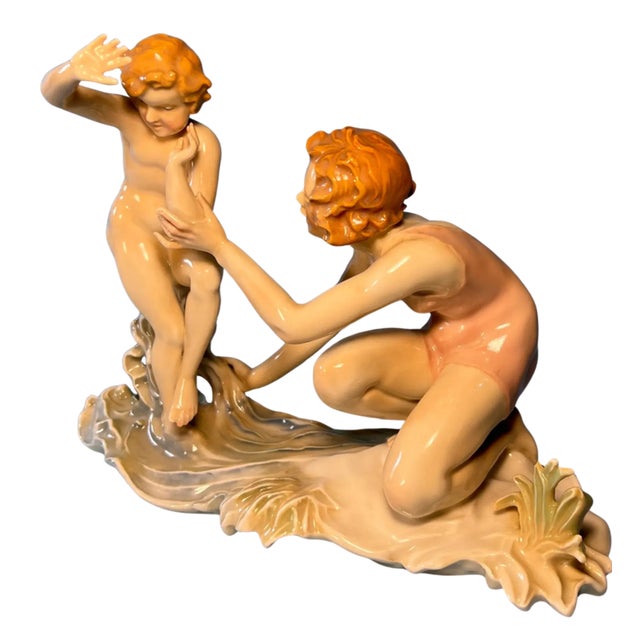Karl Ens Figurine Mother Child Beach For Sale - Image 9 of 13