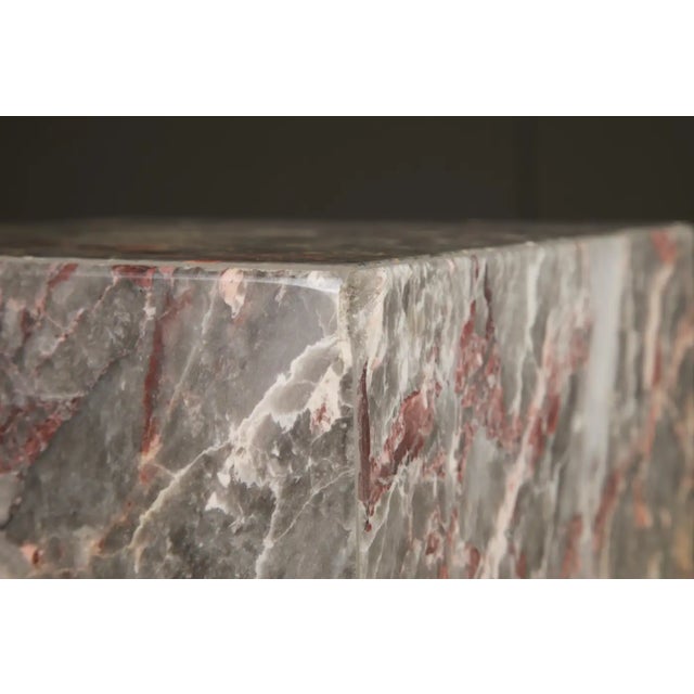 1980's Post-Modern Pink and Grey Exotic Marble Column Pedestal For Sale - Image 13 of 15
