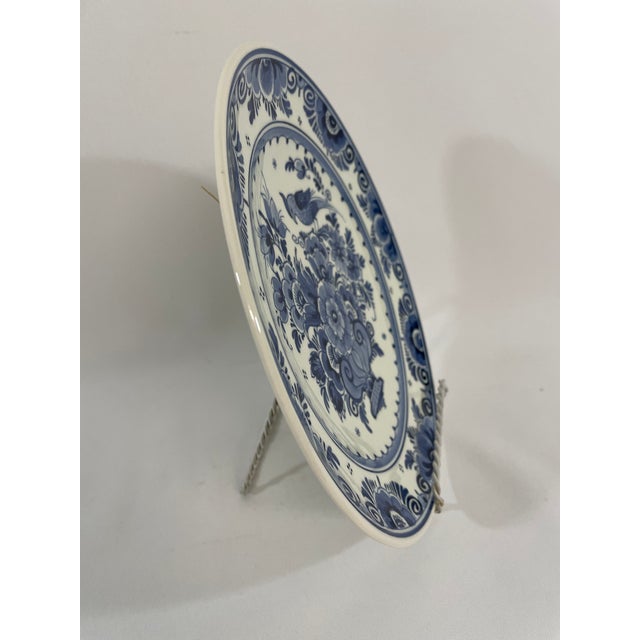 Vintage Mid 20th Century Blue and White Faience Delft Plate For Sale - Image 11 of 13