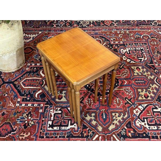 Cherry Wood Nesting Tables, 1960s, Set of 3 For Sale - Image 9 of 11