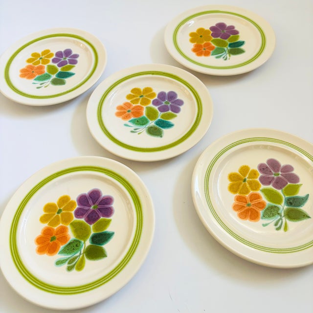 Mid-Century Modern Franciscan Earthenware Floral Salad Plates - Set of 5 For Sale - Image 3 of 10