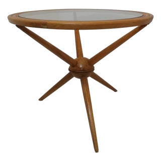 Tripod Table in Wood and Glass attributed to Cesare Lacca, Italy, 1950s For Sale