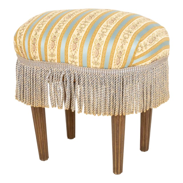 Louis XVI Style Upholstered Oval Ottoman For Sale