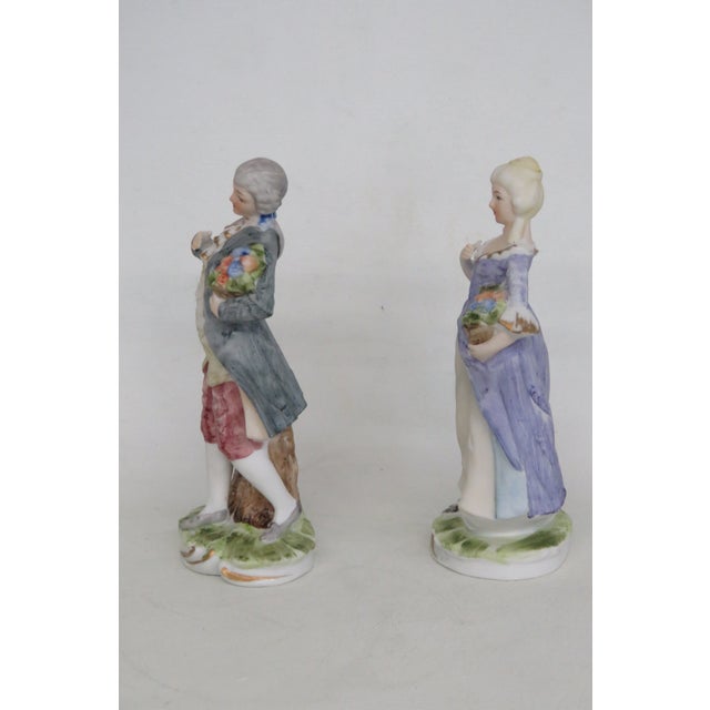 Rococo Style Porcelain Figurines Pair of 2 Courting Couple Made in Japan 5007b For Sale In Miami - Image 6 of 10