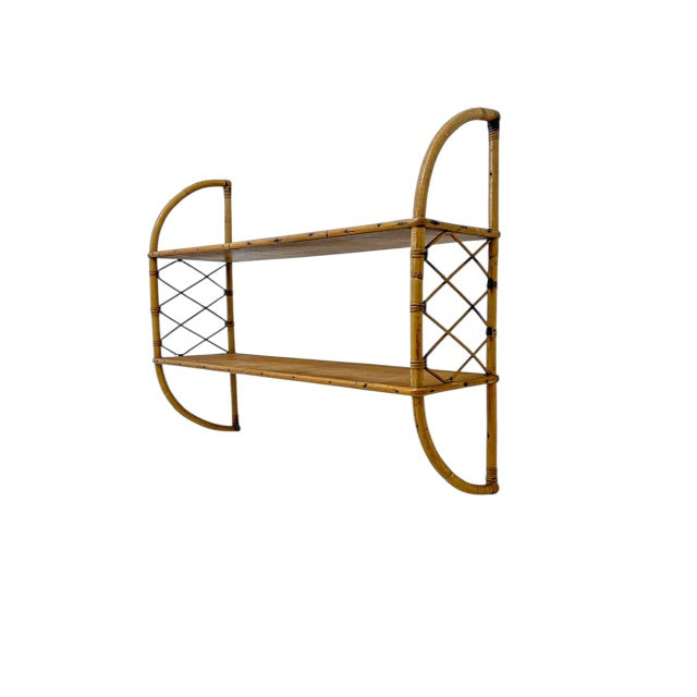 French Rattan Bamboo Wall Shelf, 1960s For Sale - Image 14 of 14