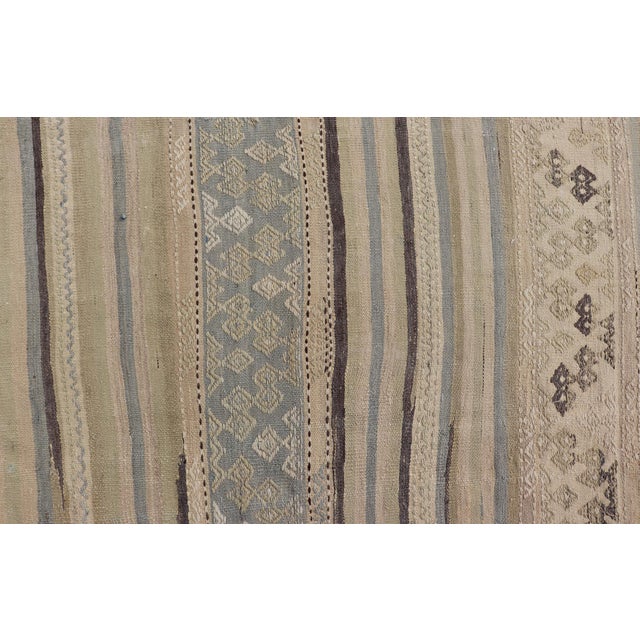 Taupe Turkish Vintage Kilim With Embroidered Motifs in Earthy Tones 5'3" X9'0" For Sale - Image 8 of 12