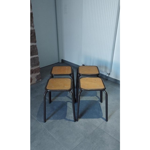Vintage Industrial Stackable Bar Stools from Mullca, France, 1950s, Set of 4 For Sale - Image 13 of 18