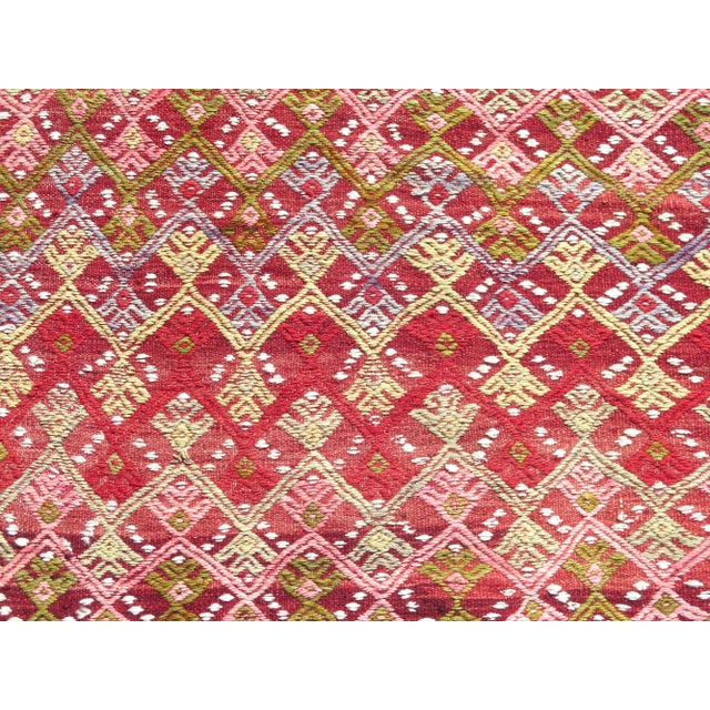 Textile Mid 20th Century Aesthetic Turkish Embroidered Living Area Rug Kilim For Sale - Image 7 of 11