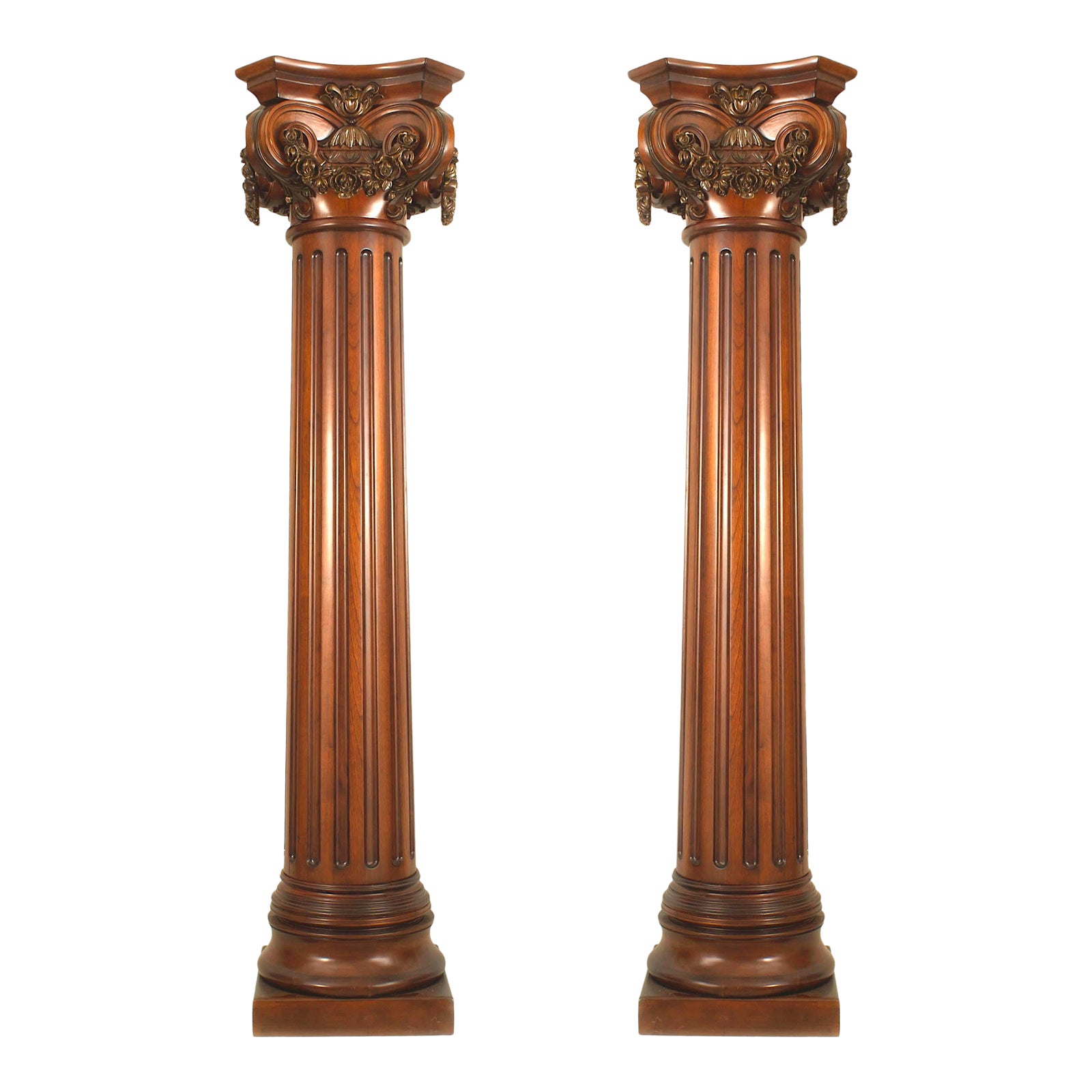 English Georgian Mahogany Carved Column | Chairish
