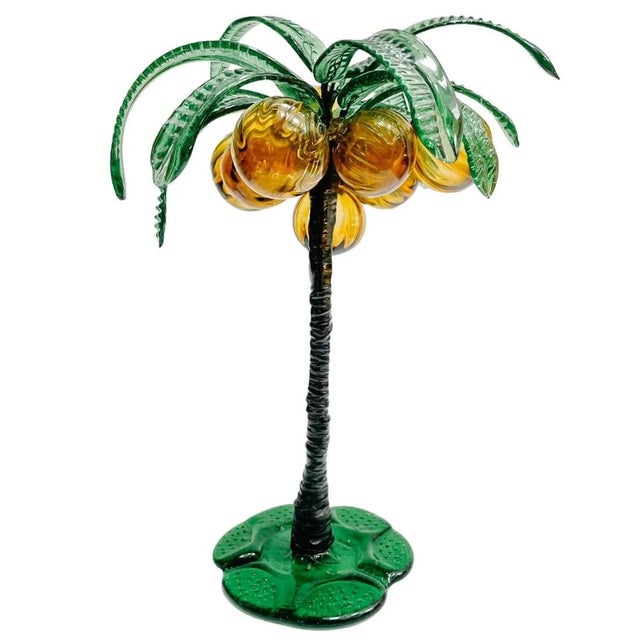 Tall 1960s Italian Murano Glass Palm Tree With Coconuts For Sale - Image 4 of 6