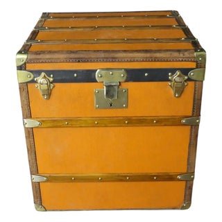 Cubic Hat Trunk in Orange Canvas from Moynat, 1920s For Sale