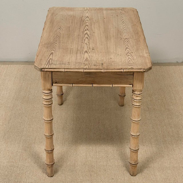 19th Century French Stripped Pine Faux Bamboo End Table With Drawer For Sale - Image 15 of 18